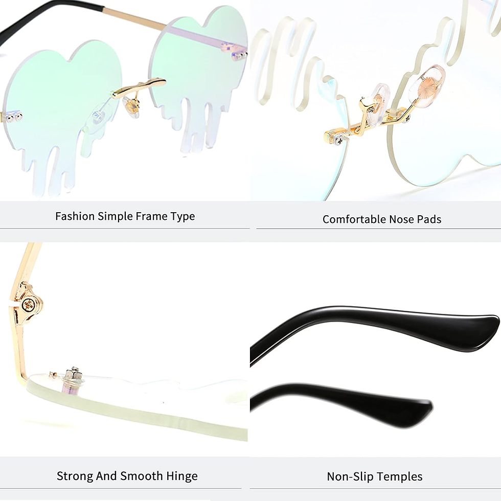 Thumbnail: Dripping Heart Sunglasses for Women Fashion Metal Rimless Festival Glasses for P