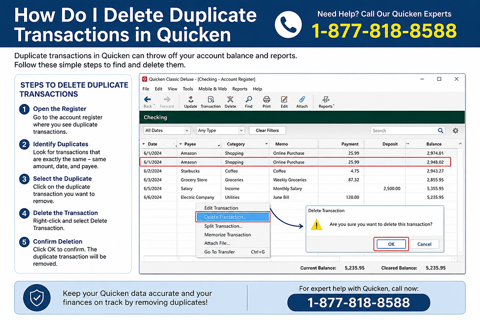 How Do I Delete Duplicate Transactions in Quicken