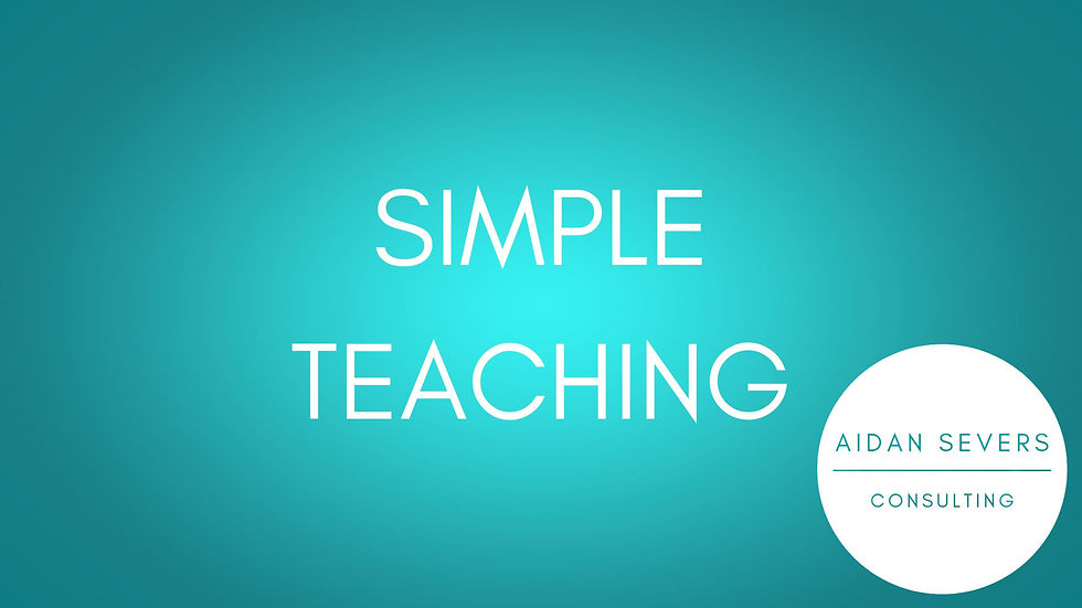 White text "Simple Teaching" on a teal gradient background. The mood is calm and focused, with a minimalist, educational theme.