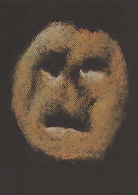 "Ritual Mask I", charcoal drawing by artist Christian J. Cordier, 2026.