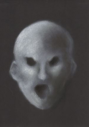 "Angry Mask I", drawing by Christian J. Cordier, 2025.