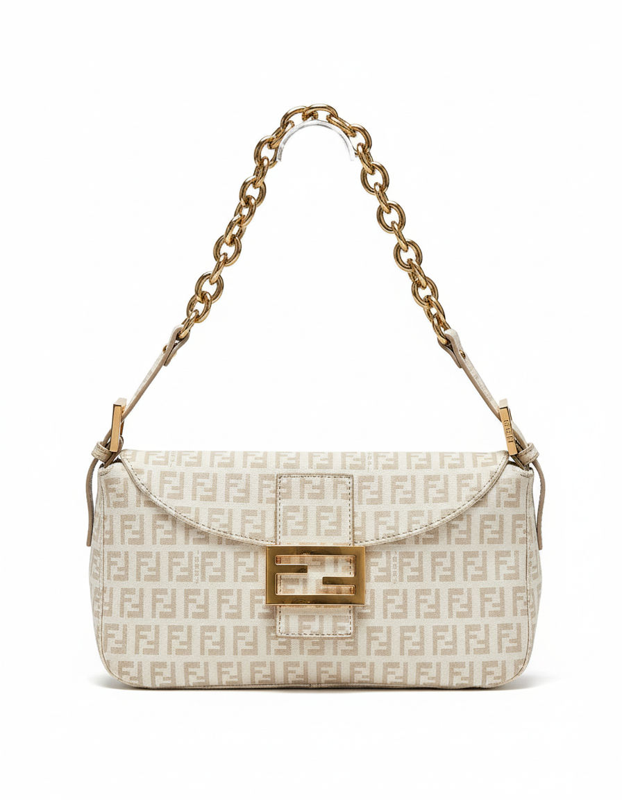 Fendi Zucchino Mamma Baguette Chain Bag