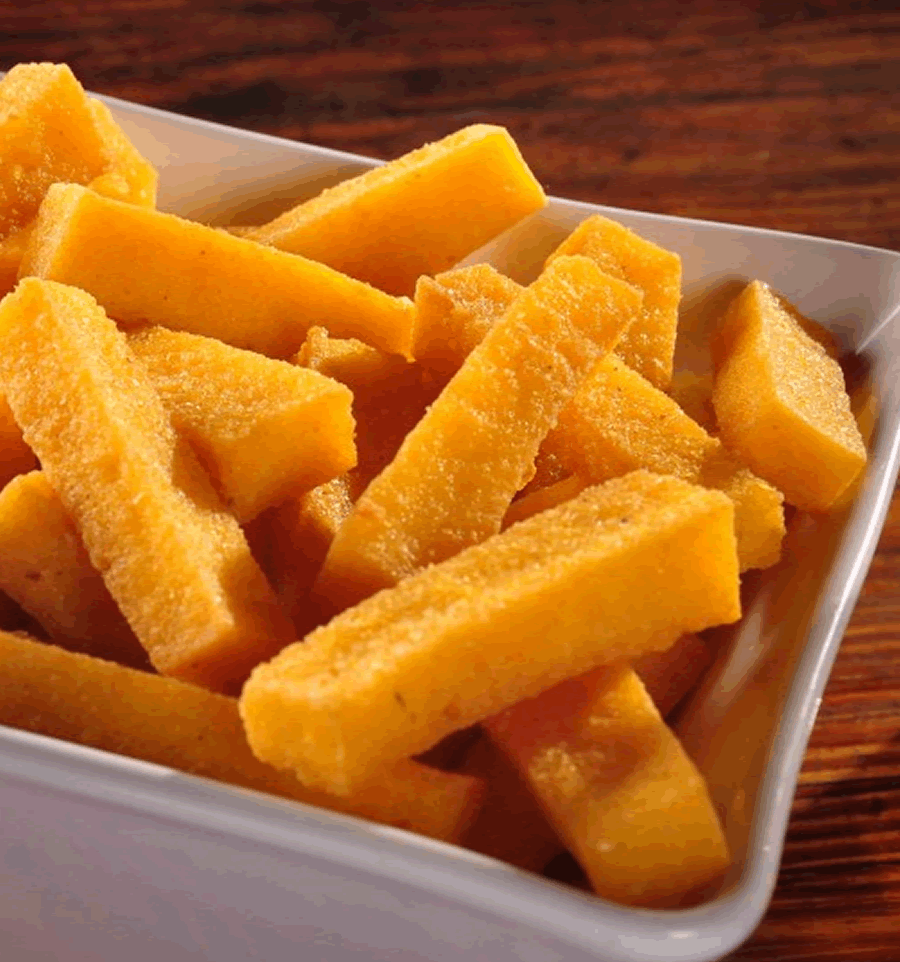 Experimente nossa polenta frita.