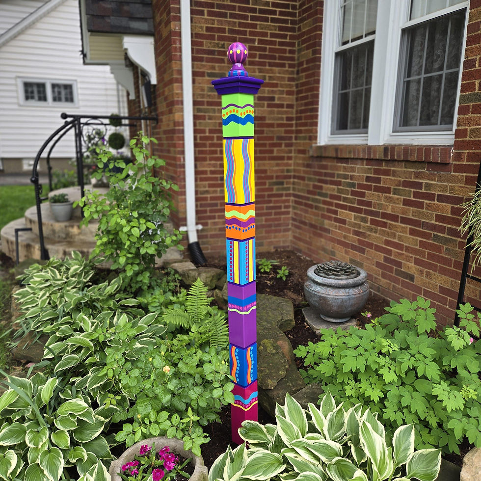 Thumbnail: X-Large Garden Totem, 66" Tall, Bright Color Scheme, Handcrafted Art Pole