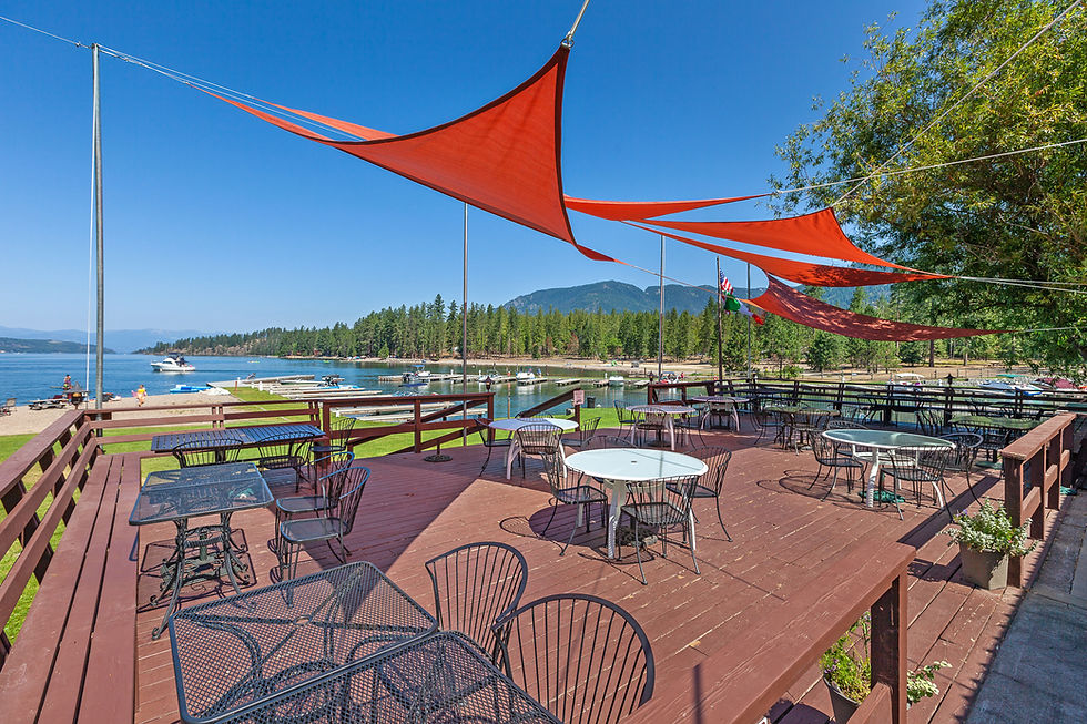 Enjoy on-site dining on the lake shore