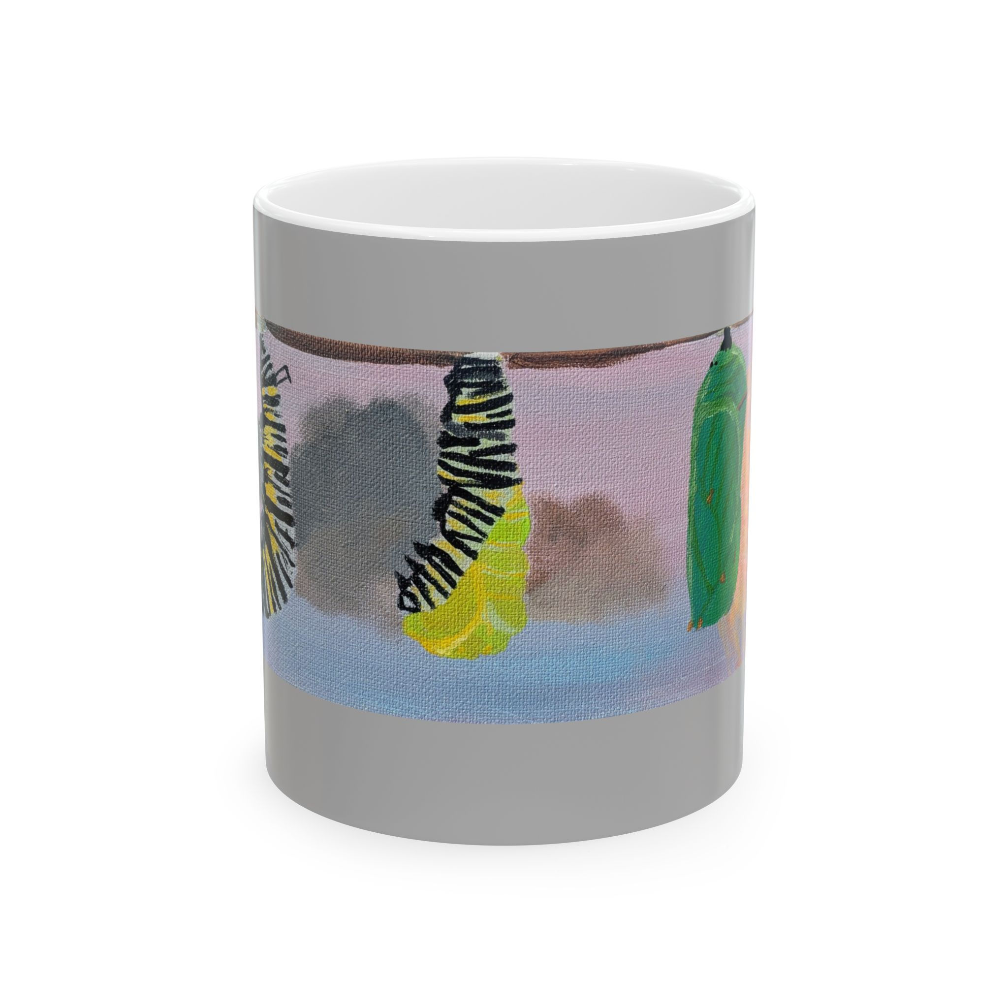 Monarch Metamorphosis Ceramic Mug — Caterpillar, Chrysalis, Hope