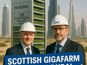 Ai Depiction of Scottish GigaFarm announcement in Dubai