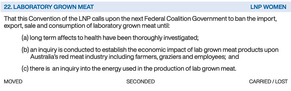 Extract from LNP Queensland List of Converence resolutions.