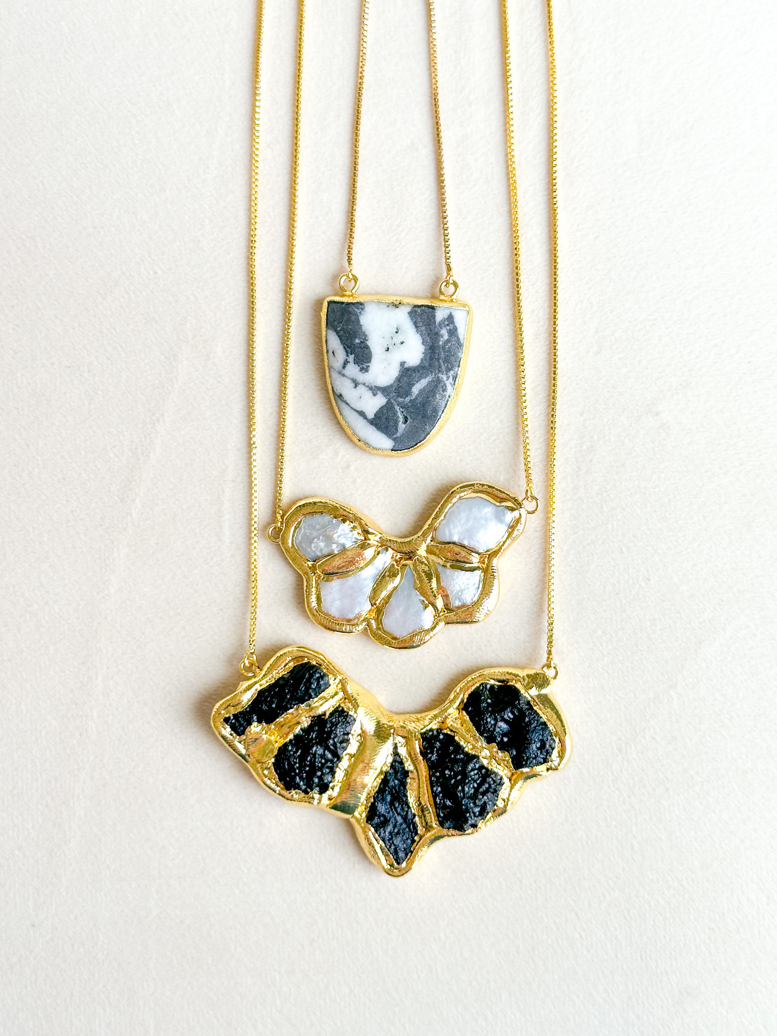 Slip Necklace Cluster Black Tourmaline