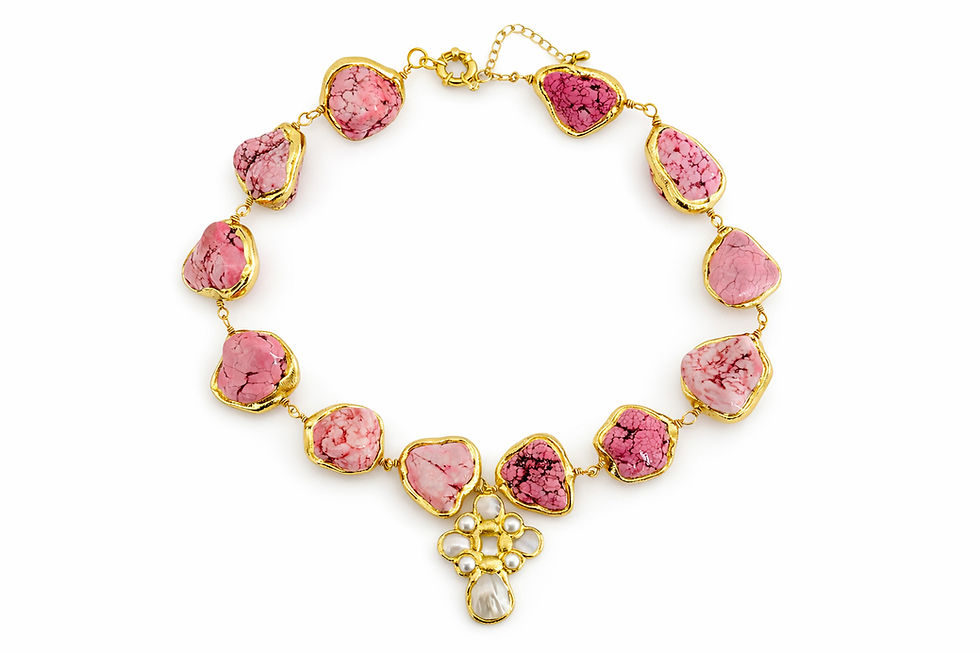Thumbnail: Stone Pearl Cross Necklace