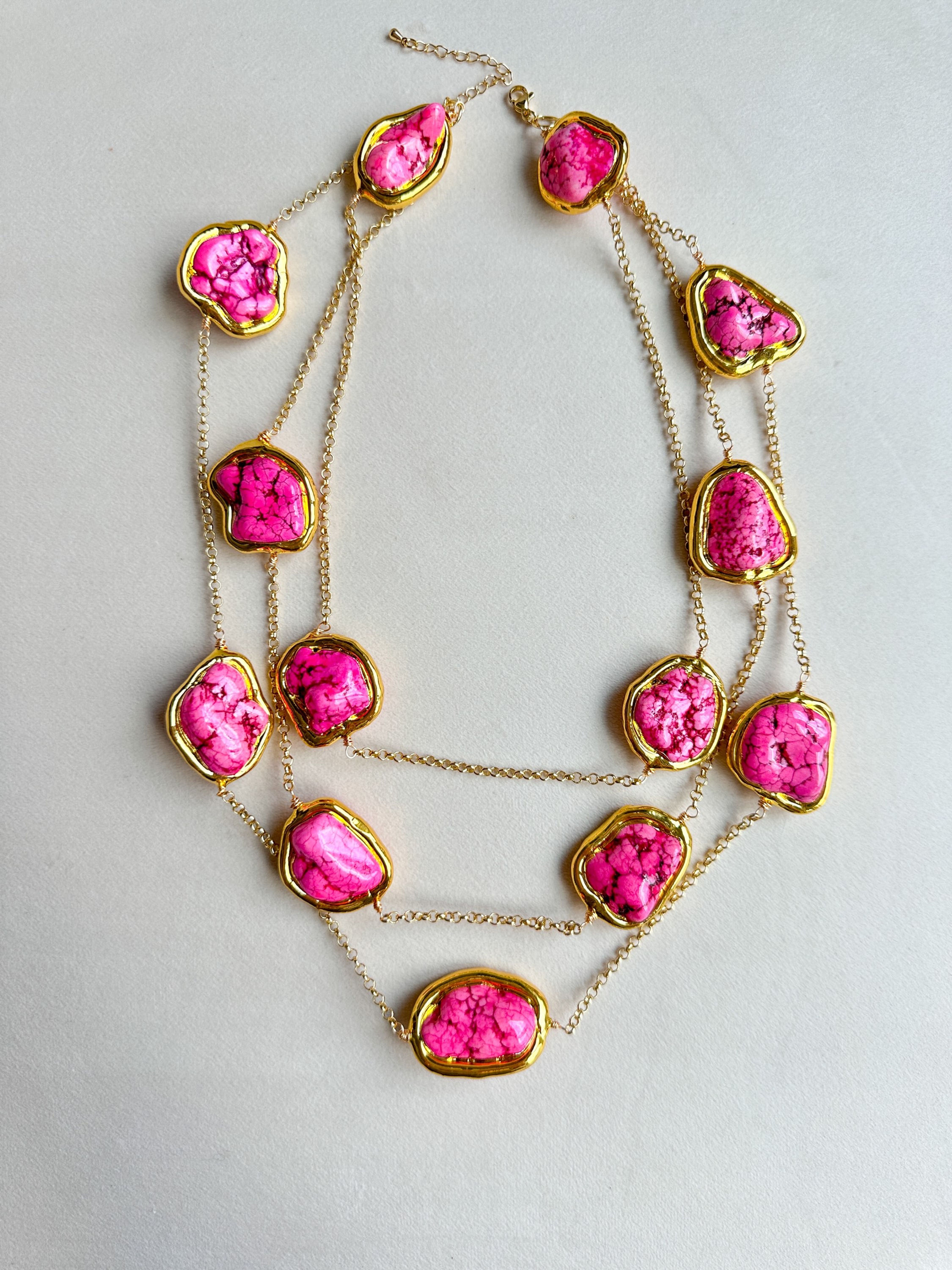 Pink Turquoise Triple Necklace