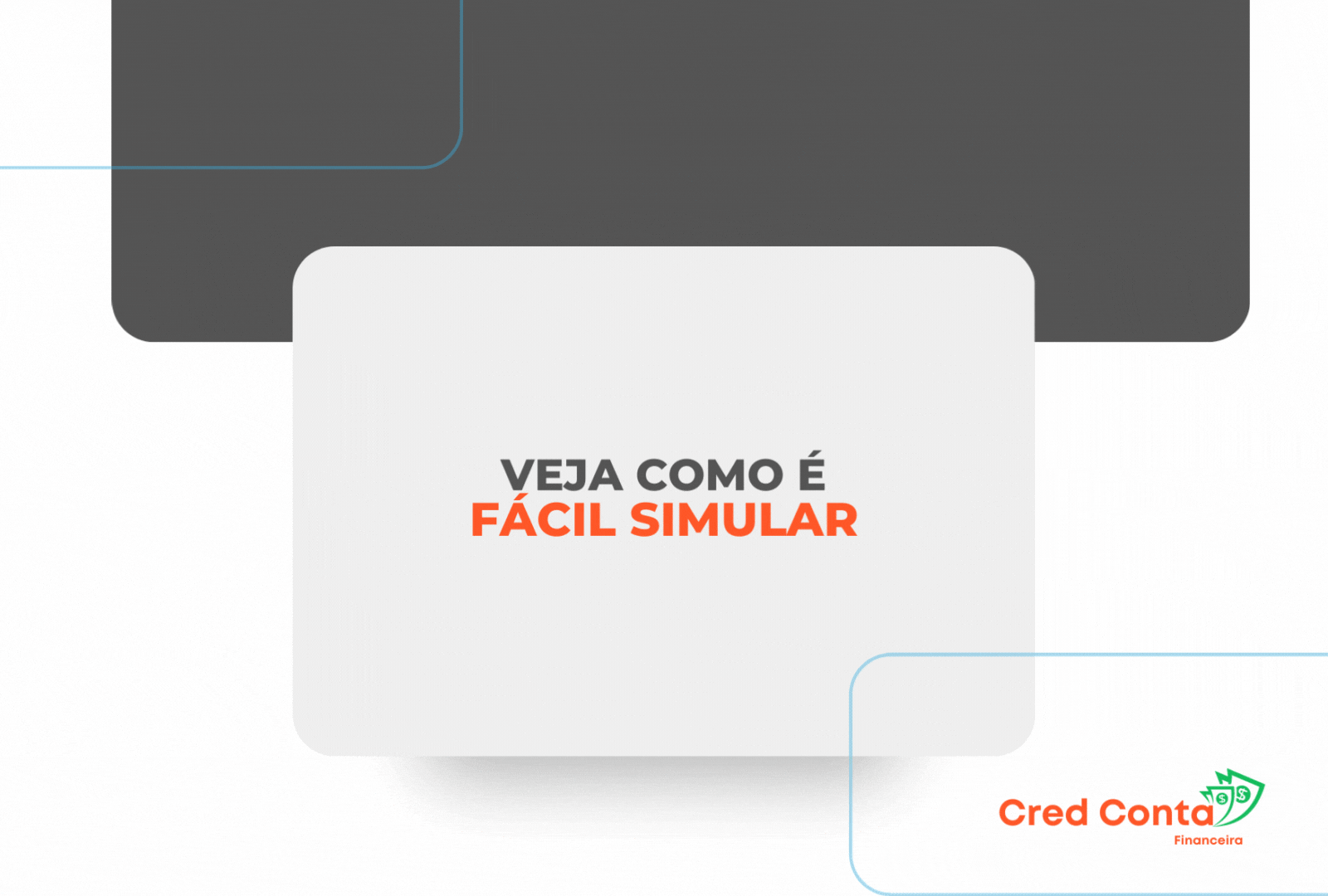 Dizeres com transições de imagem em GIF, sobre como preencher o formulário, simular e obter a simulação de crédito.
