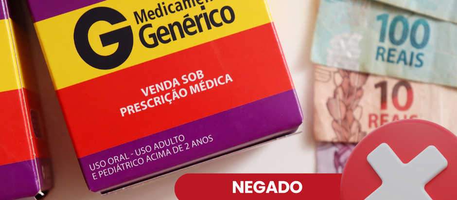 Imagem de uma caixa de remédio com a palavra negado