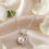 Thumbnail: Heart Pendant Pink Pearl Neclace