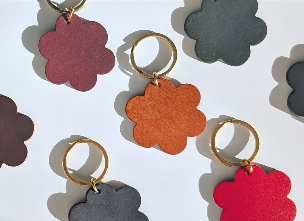 Porte clés fleur en cuir