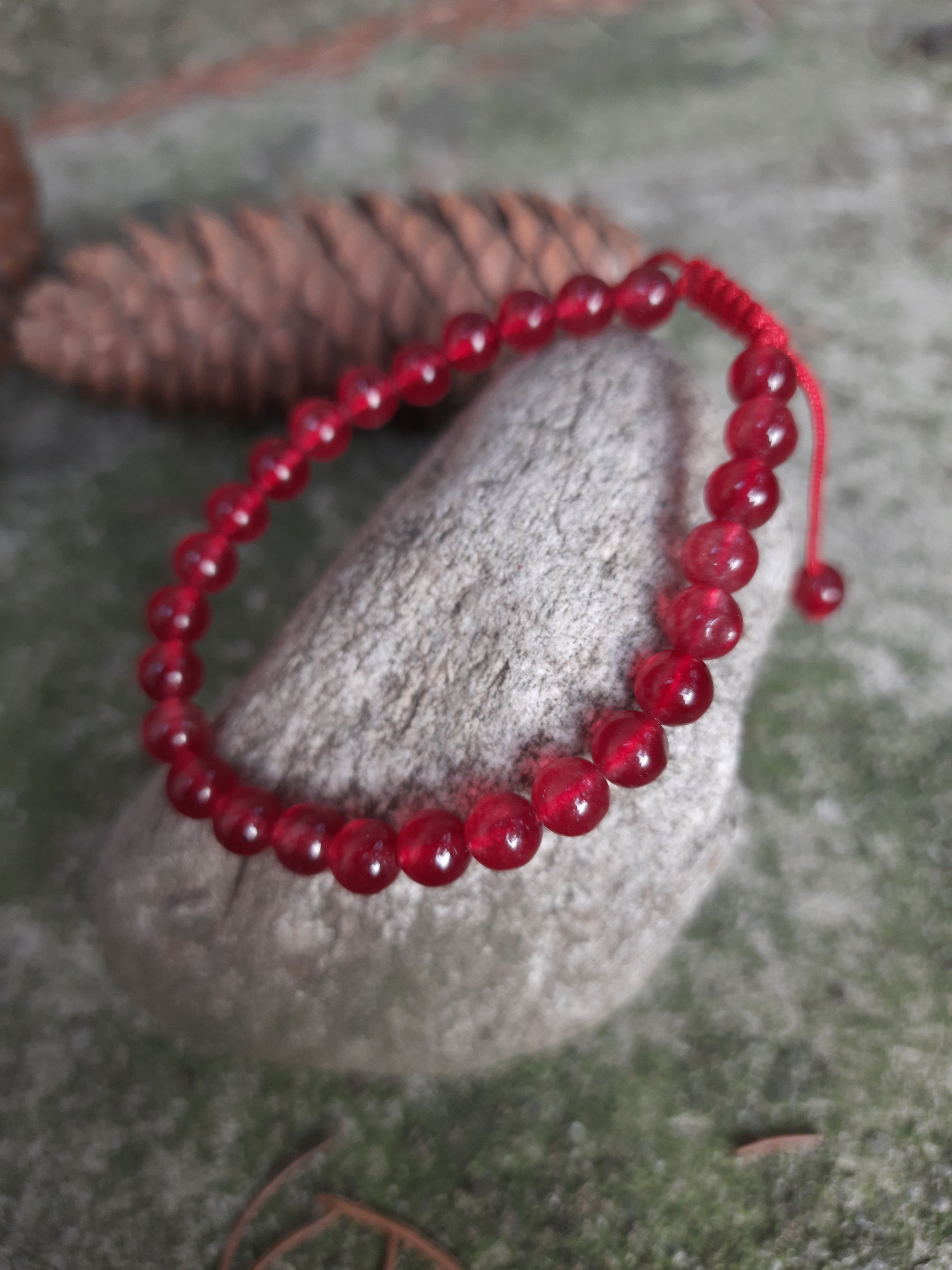 Bracciale Japamala in Agata Rossa - Pietra dell'Armonia / 06 mm