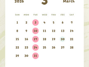 ３月の営業日のお知らせ