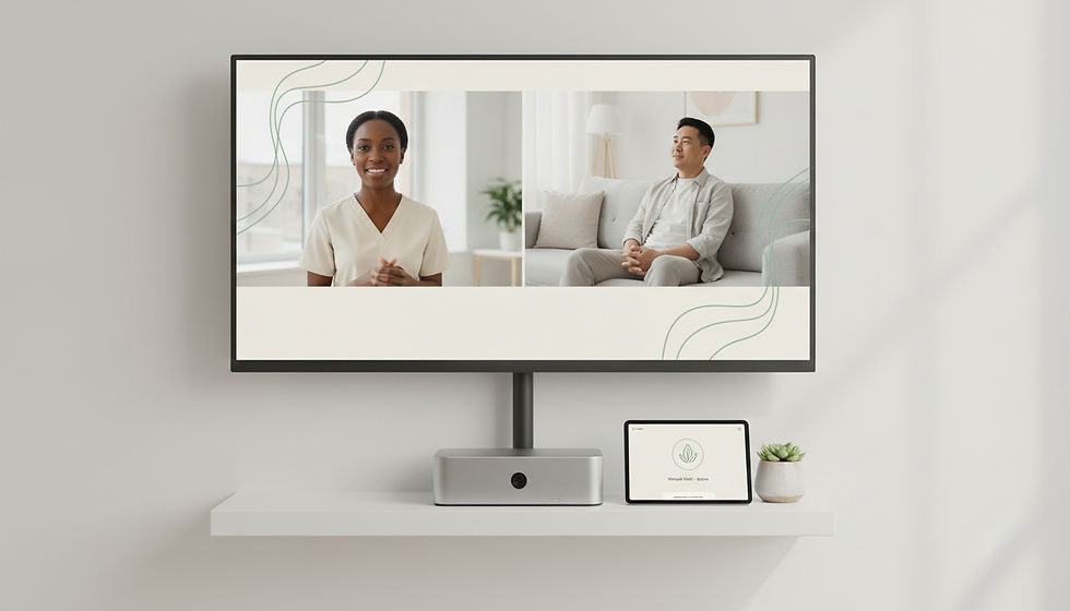 Eye-level view of a modern virtual healthcare consultation setup