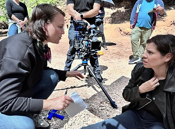 Emily Troedson and Cara Jade Myers filming the short film version of The Dark Days of Cassidy Krystian