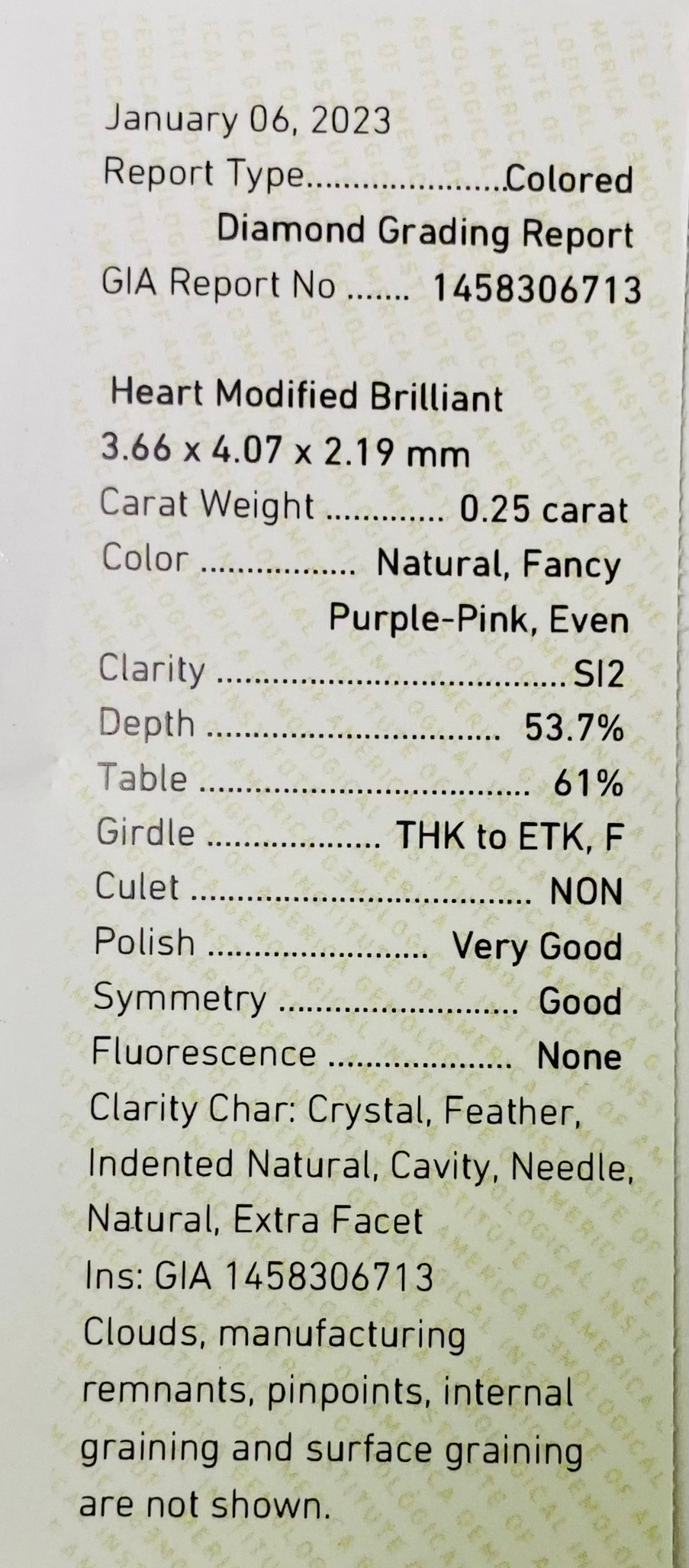 Thumbnail: 0.25 ct, Heart Shape, Fancy Purple-Pink, SI2 Clarity-GIA Cert-JD1824