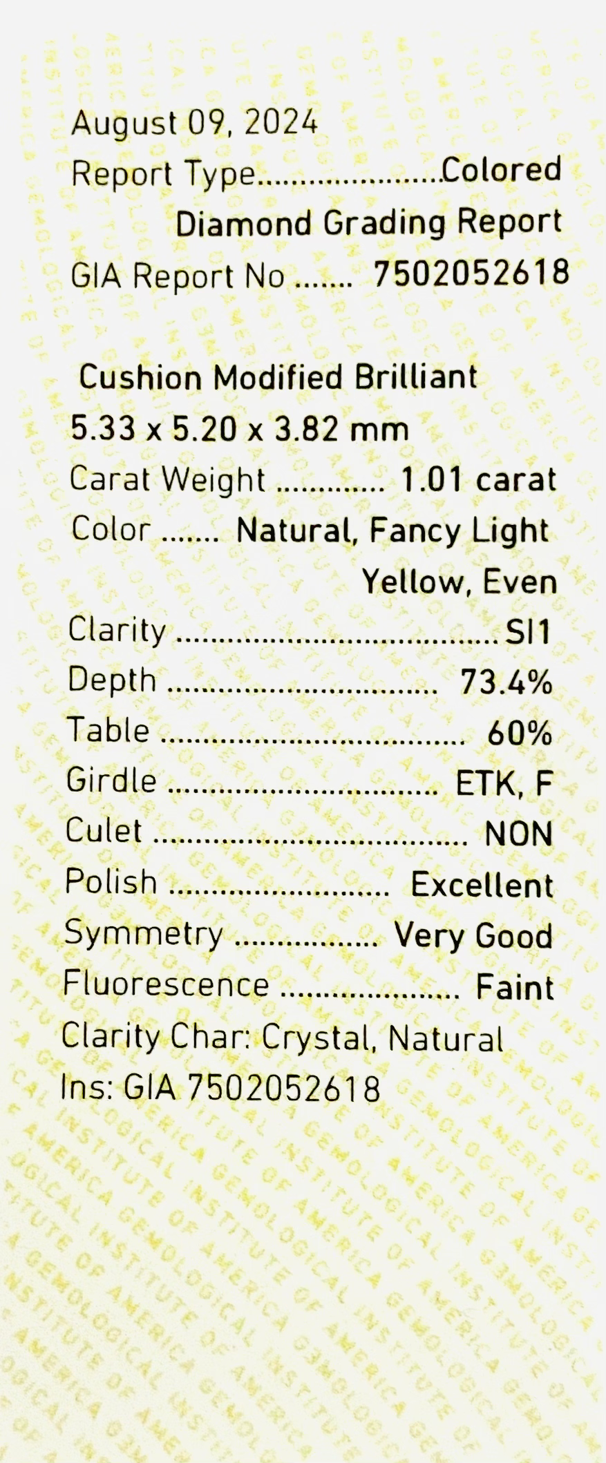 Thumbnail: Cushion shape , Fancy Light Yellow