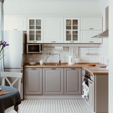 White Grey Kitchen cabinets counters