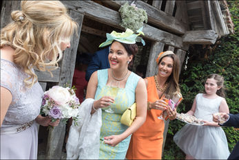 wedding guests arrive