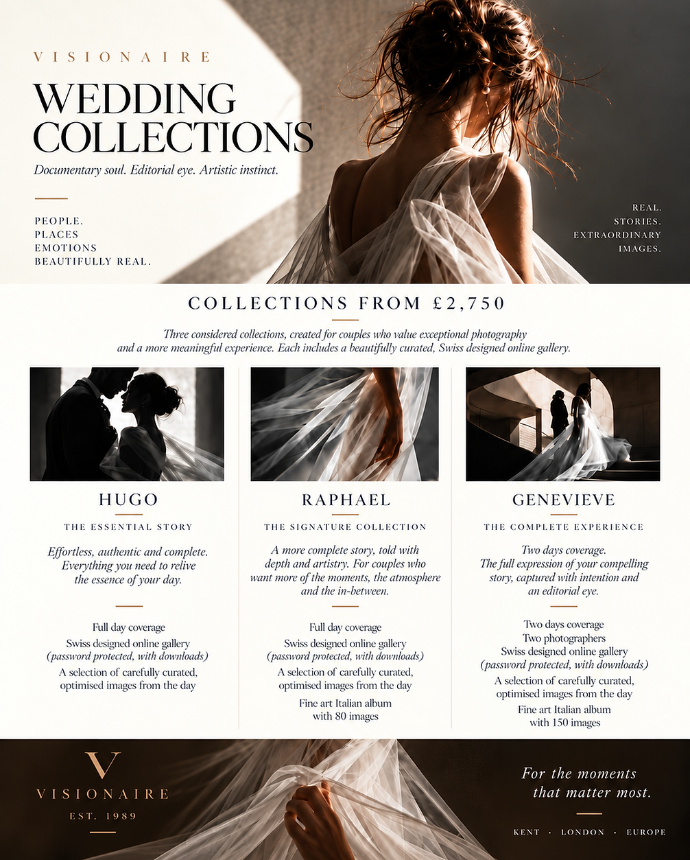 Wedding photography prices Kent for collections starting from £2,750.
