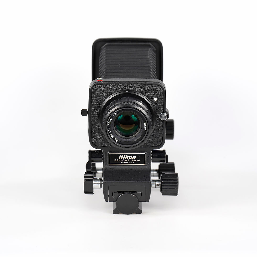 Thumbnail: Nikon EL-50mm 2.8 mit PB-6 Bellows Balgengerät gebraucht