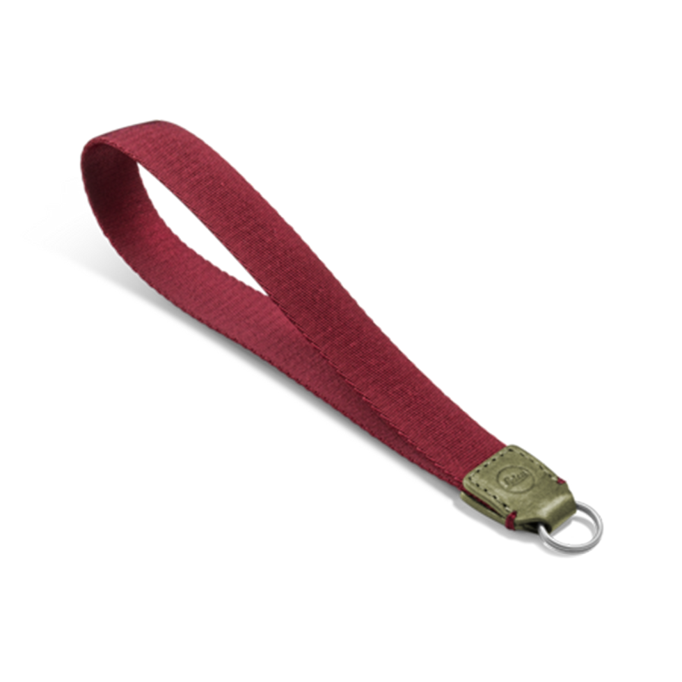 Leica Handschlaufe Textil Leder oliv-burg.-rot