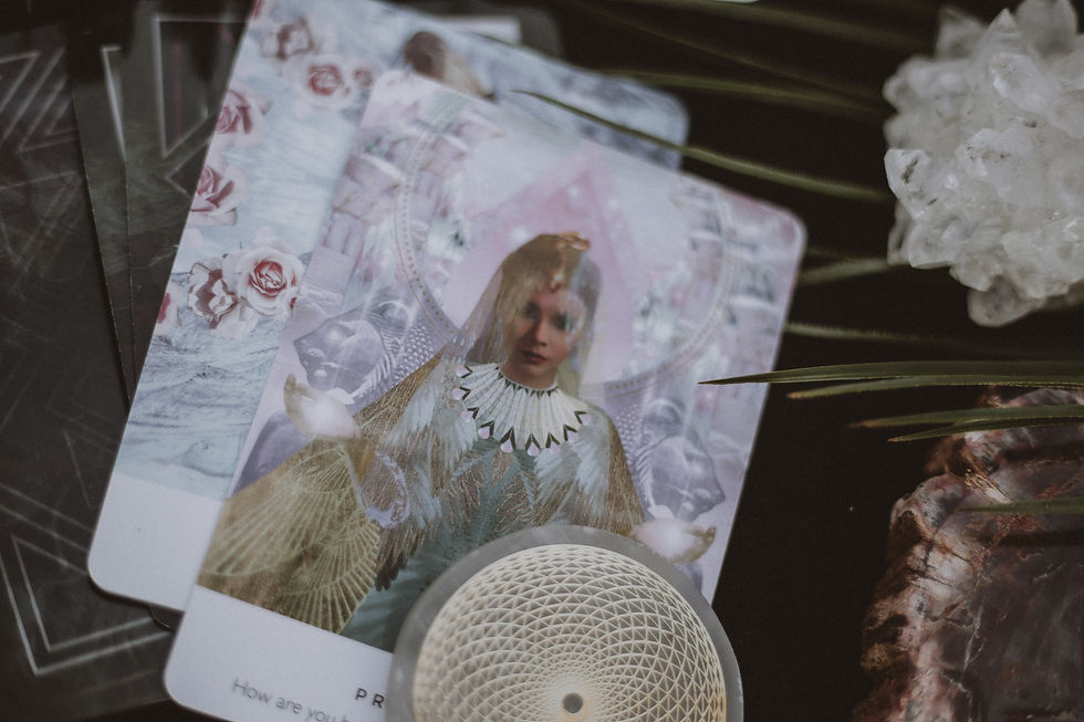 An oracle card of a priestess healer.