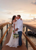 oceanside ceremony of wedding couple sunset park marathon florida destination weddings intimate weddings beach elopements officiant bride in the sea sandy beaches florida keys