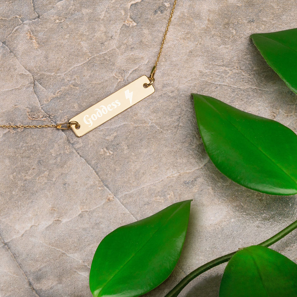 Thumbnail: Engraved Silver Bar Chain Necklace
