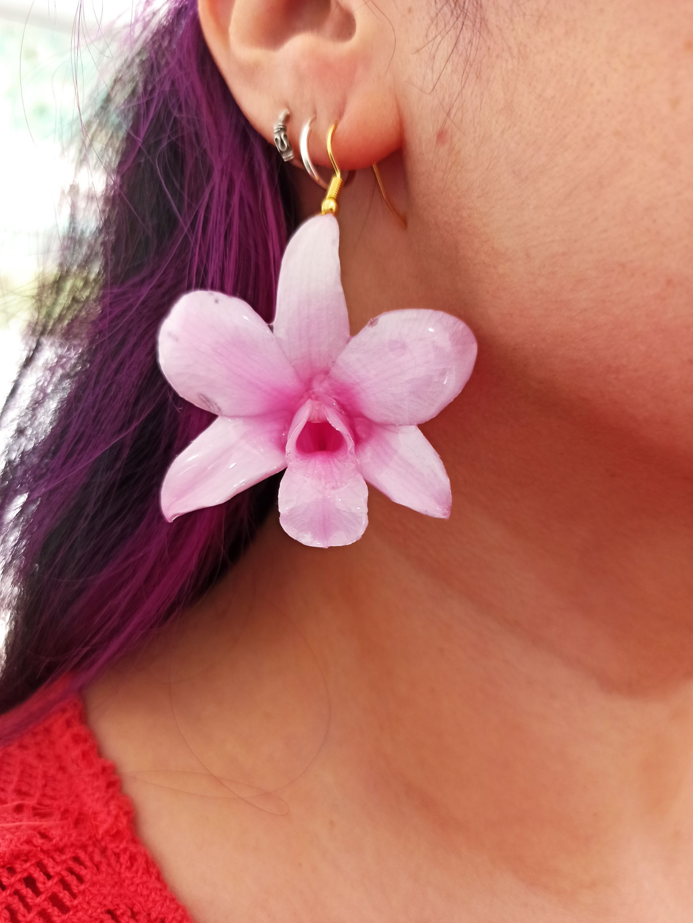 Pendientes de Orquídea Rosa 001