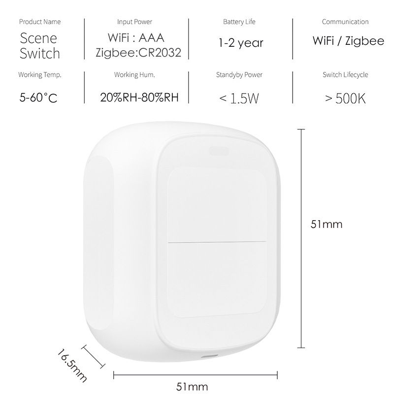 Thumbnail: Tuya Smart WiFi/Zigbee 2-Button Wireless Scene Switch