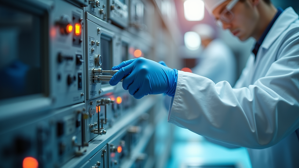 Close-up view of laboratory equipment being installed
