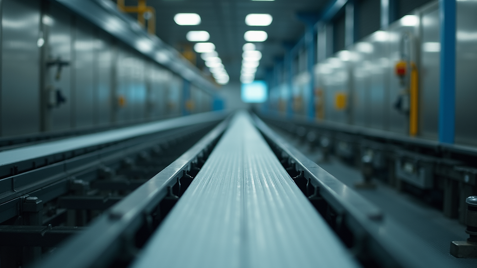 Eye-level view of a conveyor system in operation
