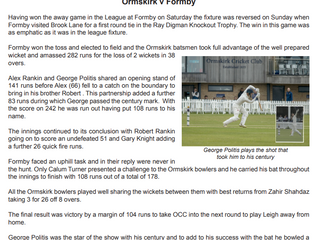 Match report 1st VXI v Formby Ray Digman KO     5-6-21