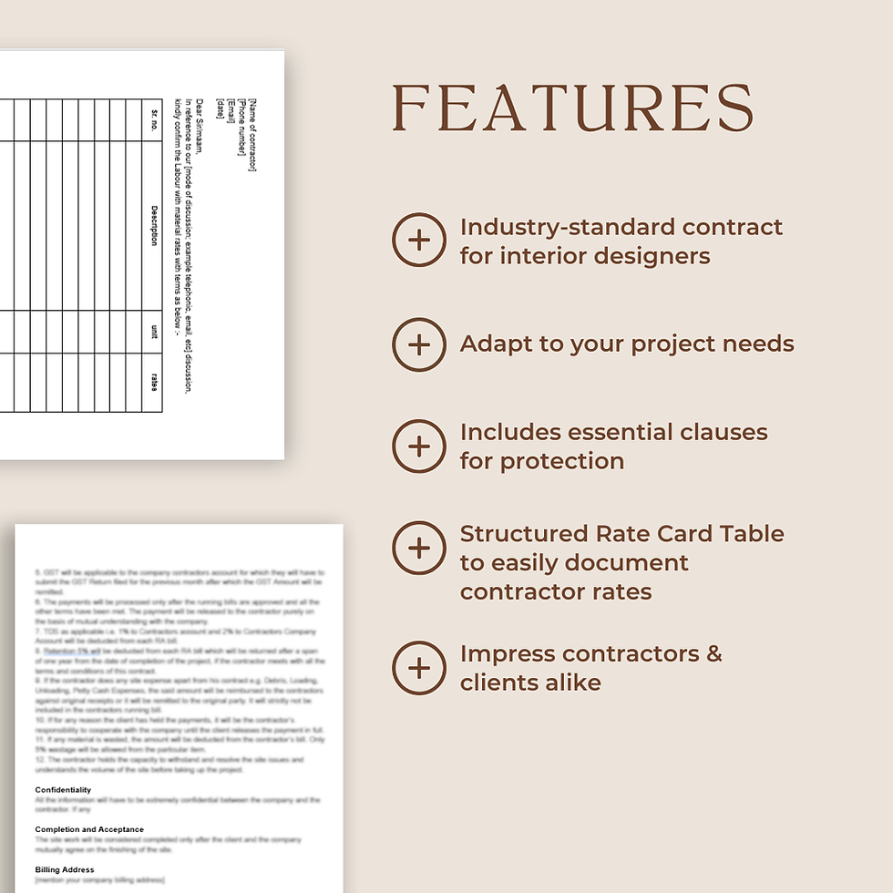 Thumbnail: Contractors Contract Editable Template for Interior Designers