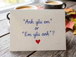 a postcard writing "anh yêu em" or "em yêu anh"