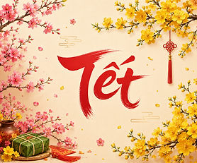a banner with text Tet