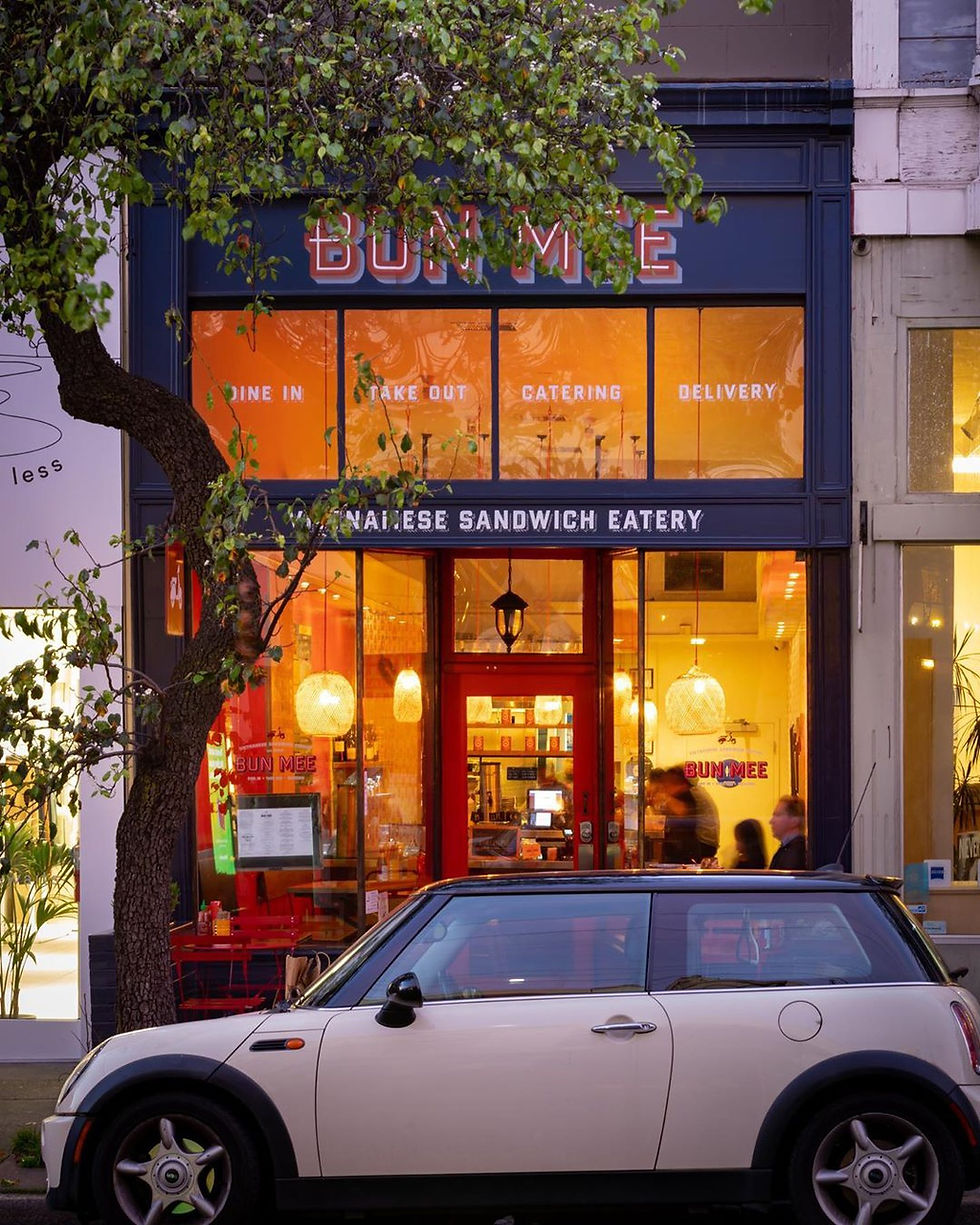the orange-lit Bun Mee Vietnamese sandwich eatery