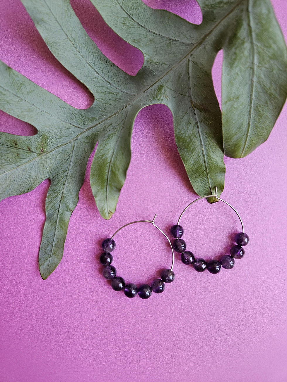 Thumbnail: Crystal Beaded Earrings - Pink and Purple Collection