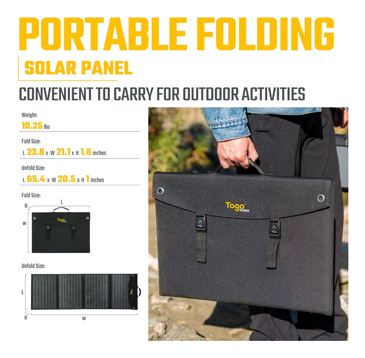 Miniatura: Placa Solar Portátil Dobrável Togo Power 120W