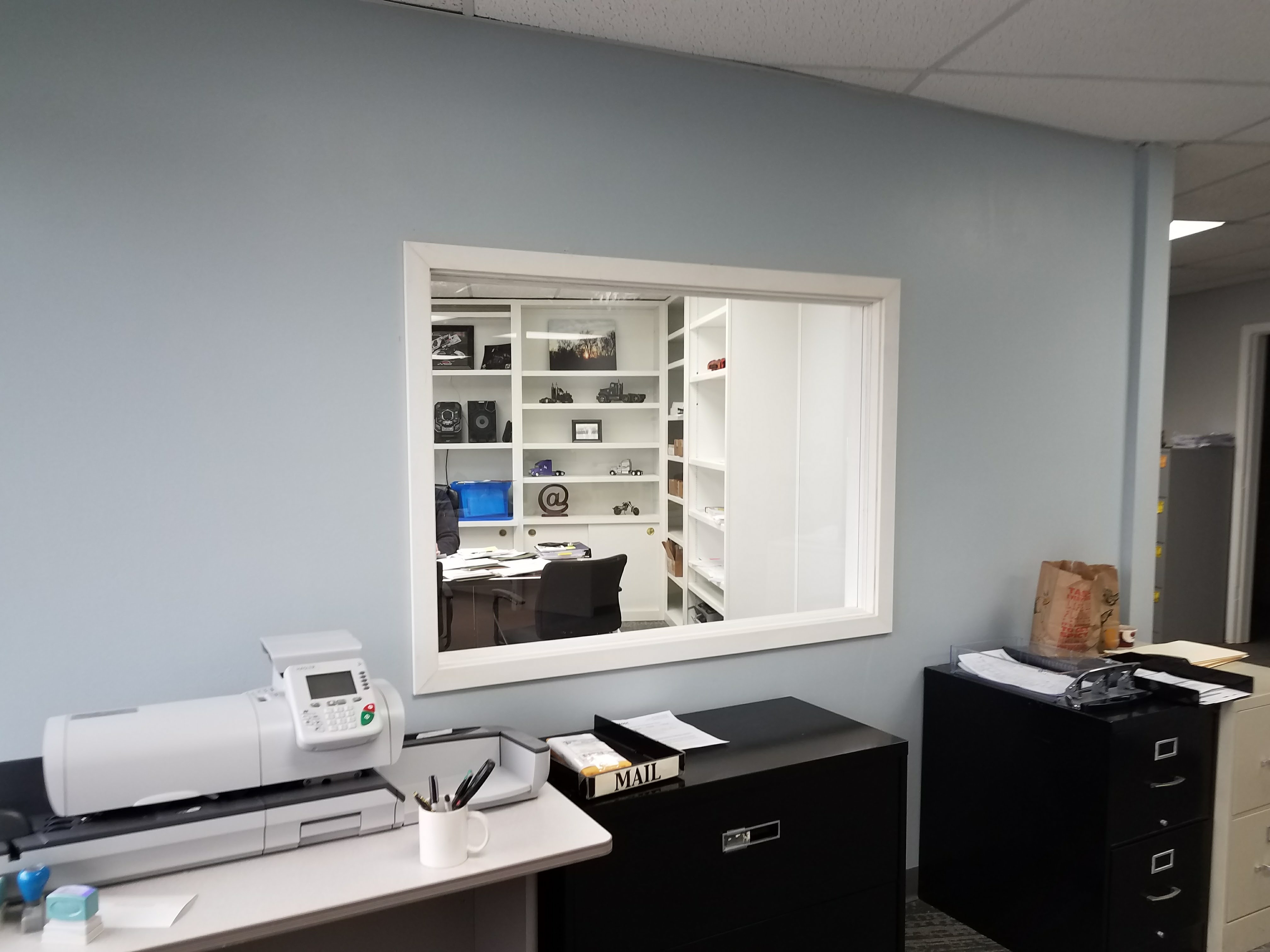 Interior office window built