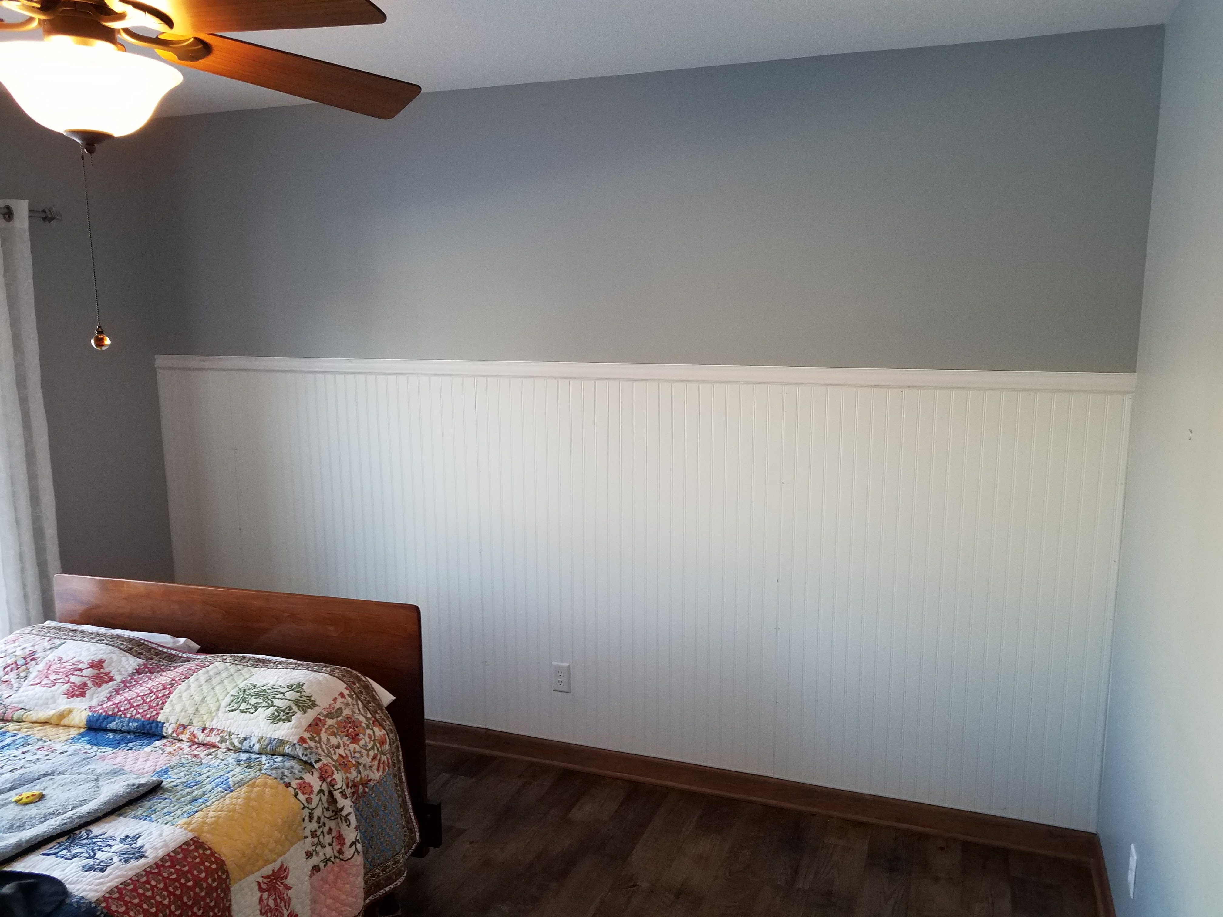 Bead board wainscot installed