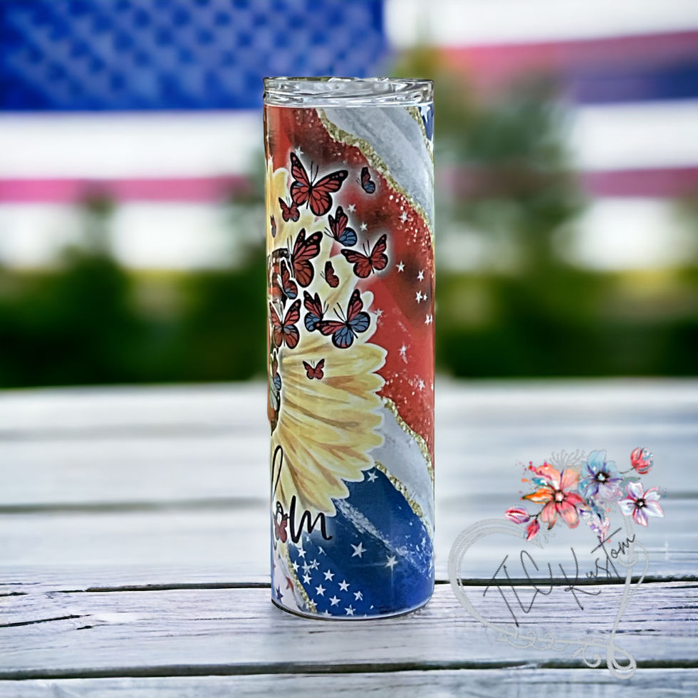 Thumbnail: 30oz Skinny - Freedom Red White and Blue Butterfly and Flag Design Tumbler