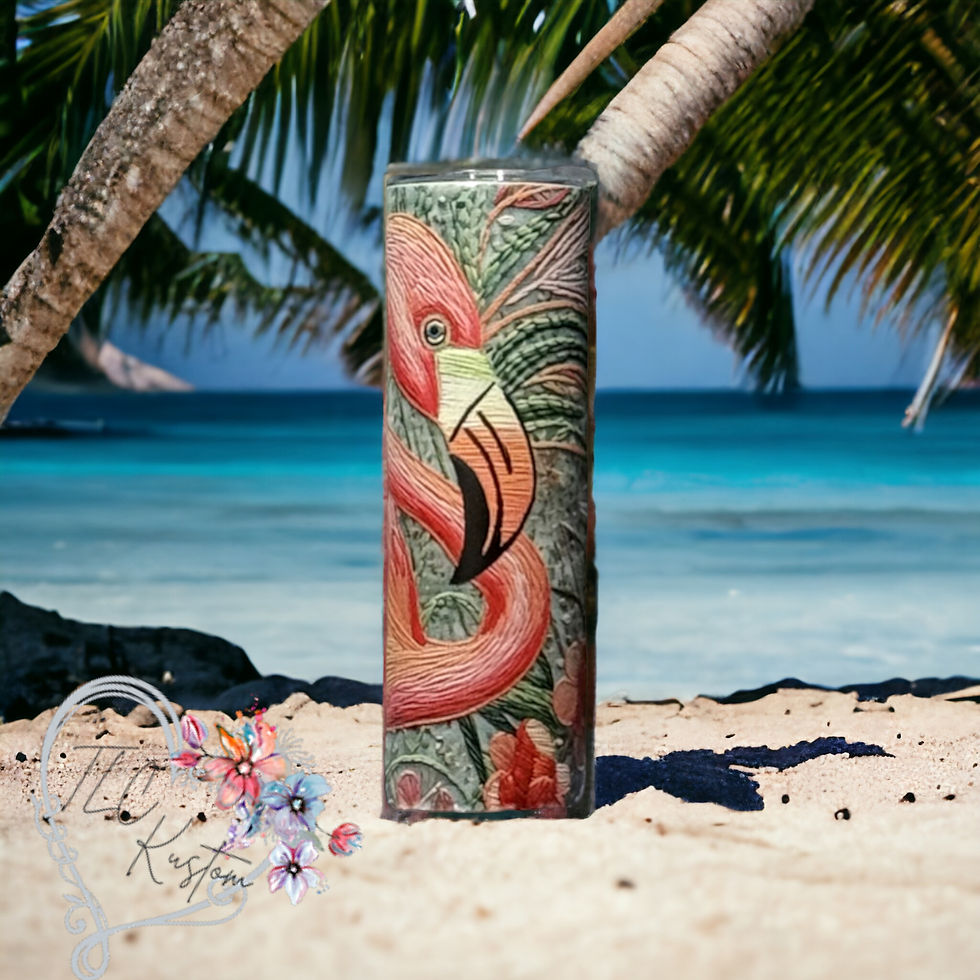 30oz Embroidered Flamingo Design Tumbler