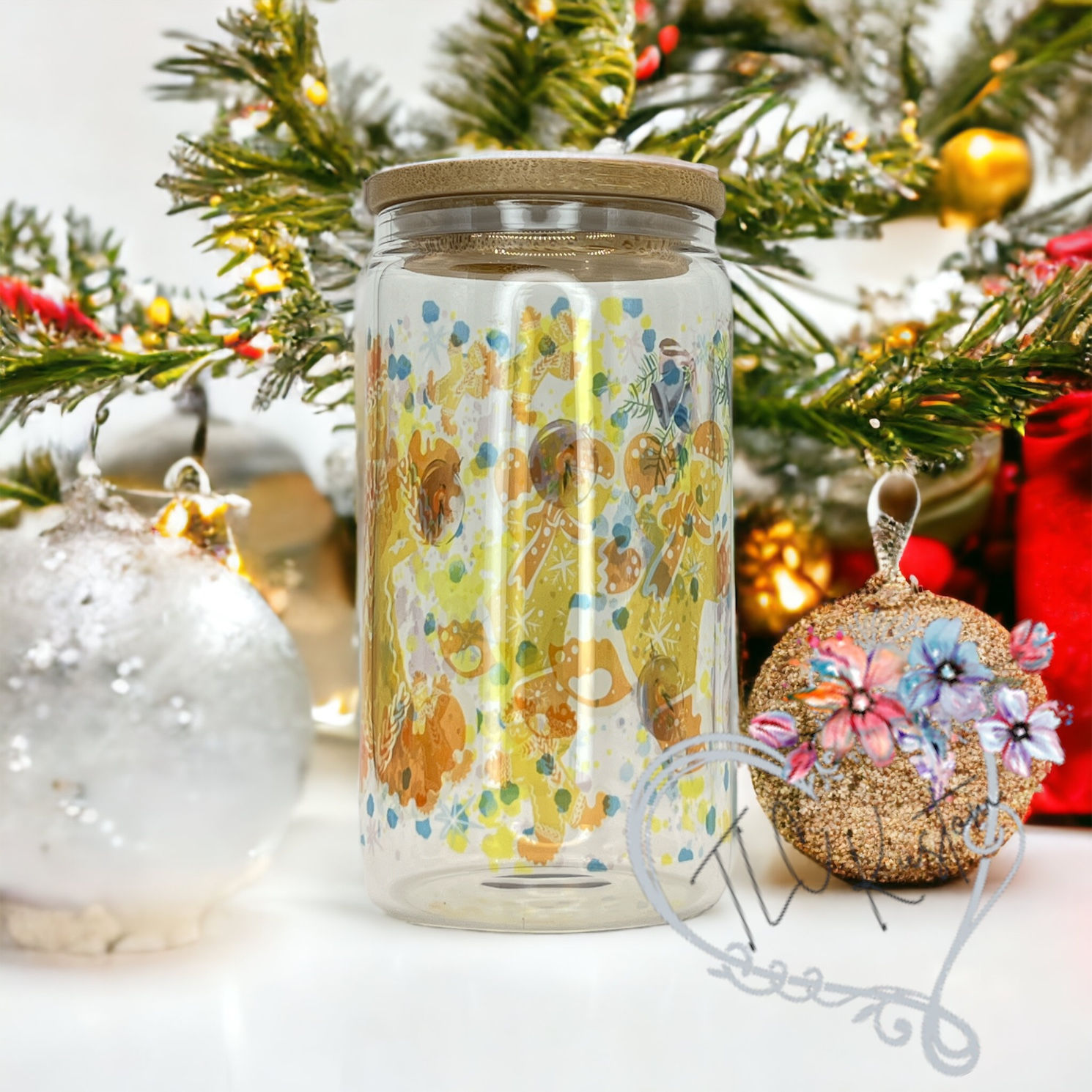 12oz Glass Can - Gingerbread Man