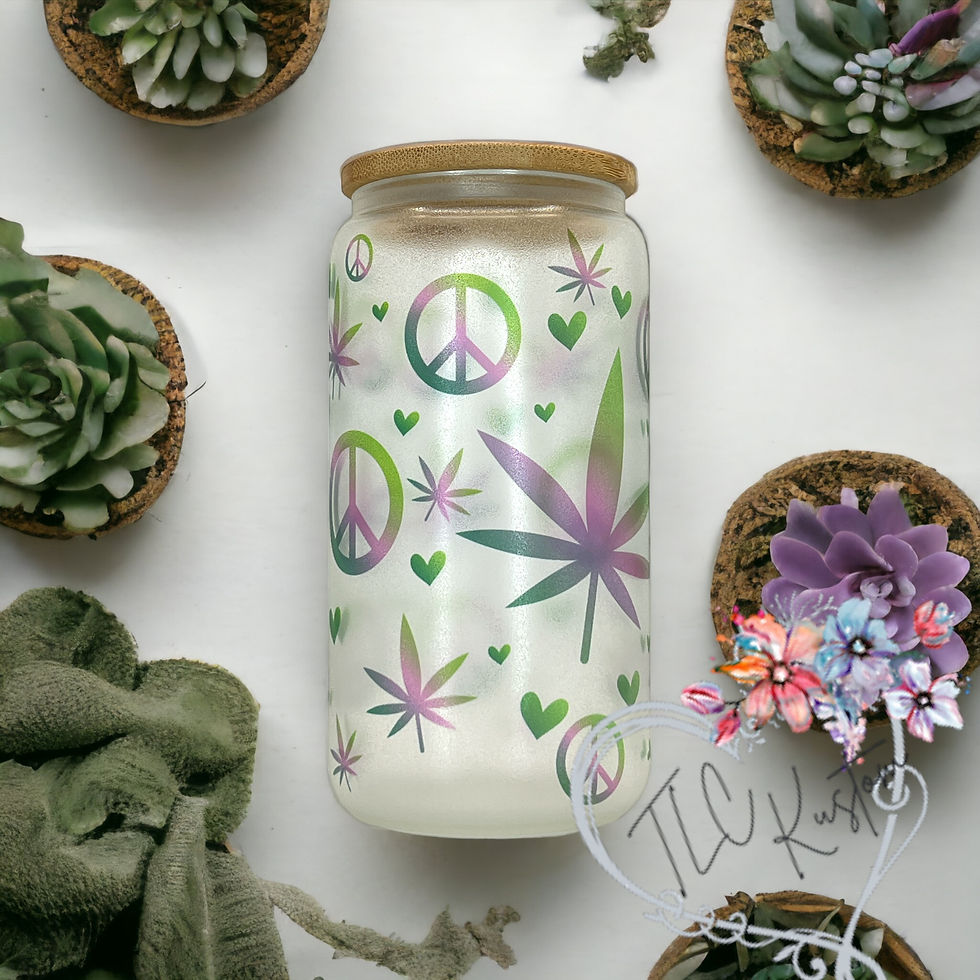 Thumbnail: 16oz Glass Can Glow-in-the-Dark (Green) - Peace and Pot